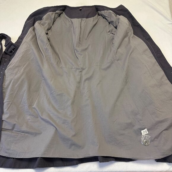 Wrap London Linen Cotton A-Line Trench Coat Size 38 EU/US 8 Gray Classic Preppy - Picture 5 of 15